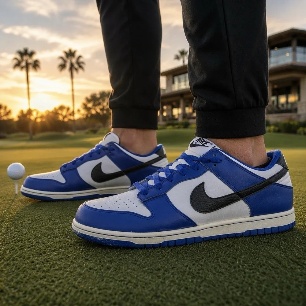 Nike Dunk Low Boy's Kid Soar Soft Spike Golf Cleat Shoes Size 7Y Blue 484715-101